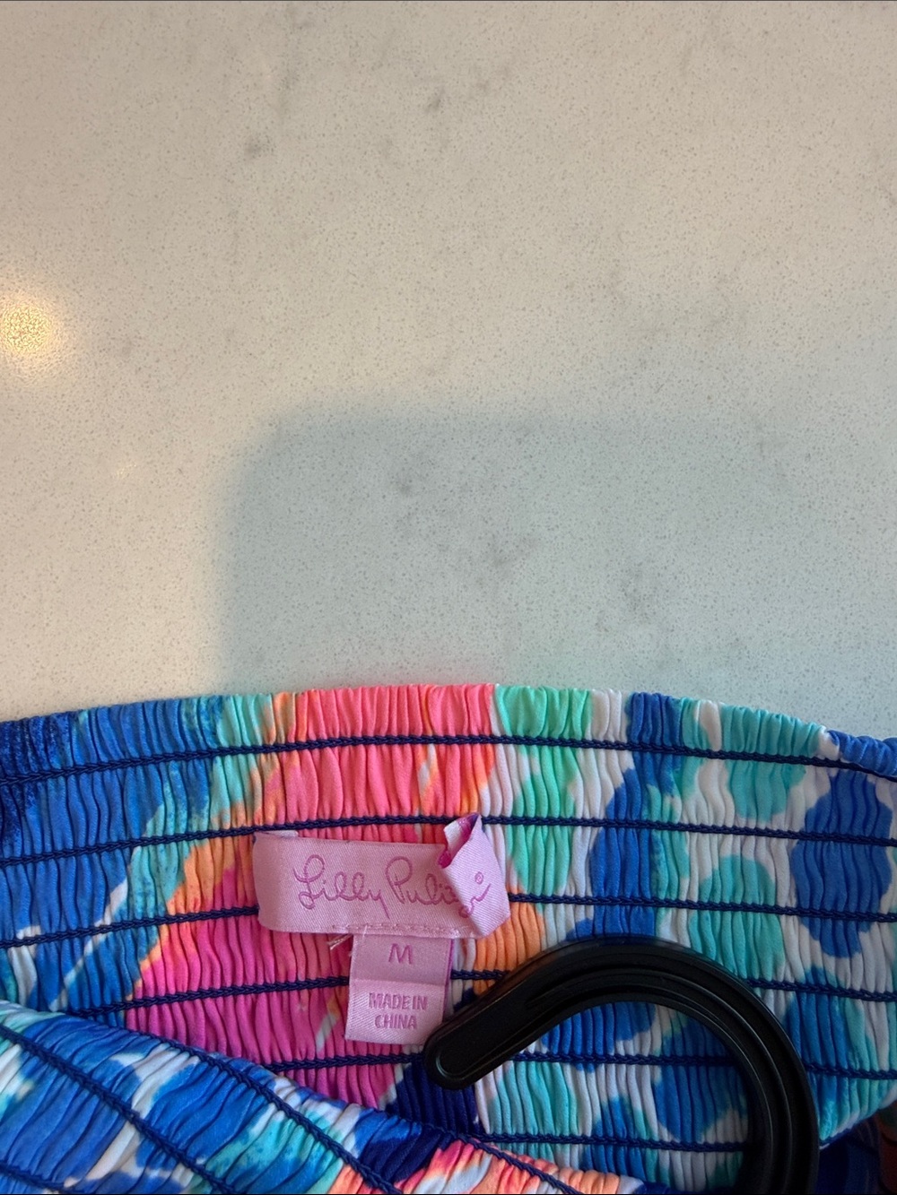 Lilly Pulitzer Navy Pink Teal Abstract Strapless Maxi - Picture 2 of 3